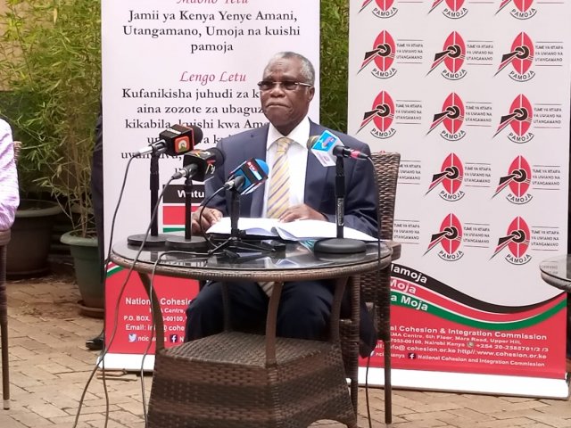 CIC Chairman Rev. Dr. Sam Kobia addressing the media on 16th june 2020 at KMA centre on threats to social cohesion and unity in covid-19 times